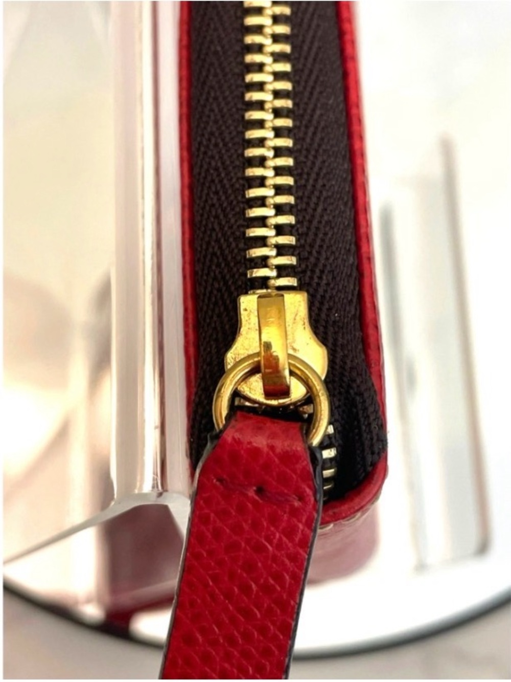 LOEWE Vibrant Red Zip Around Coin Purse / Compact Card Wallet EUC - Picture 9 of 9